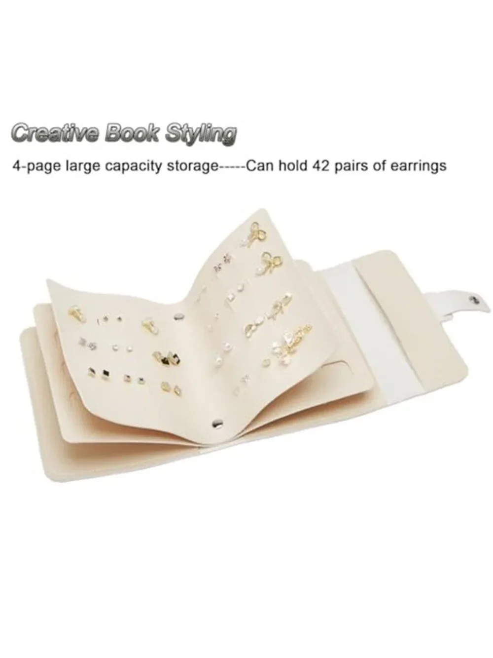 Travel Earring Organizer Book Portable Jewelry Storage Case Faux Leather Holder